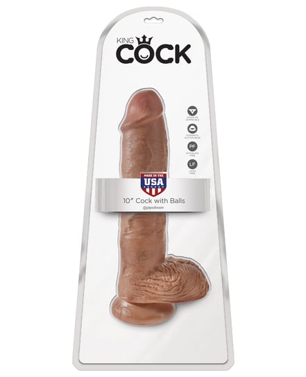 King Cock 10″ Cock w/Balls – Tan by King Cock product image