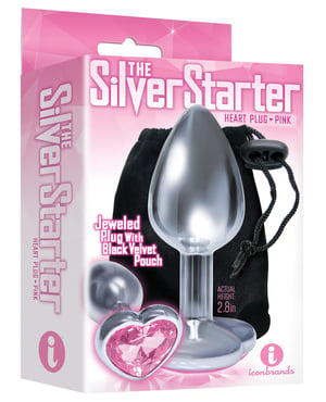 The 9’s The Silver Starter Bejeweled Heart Stainless Steel Plug – Pink by The 9s product image