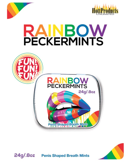Rainbow Pecker Shape Candies in Tin-Carded by Hott Products product image