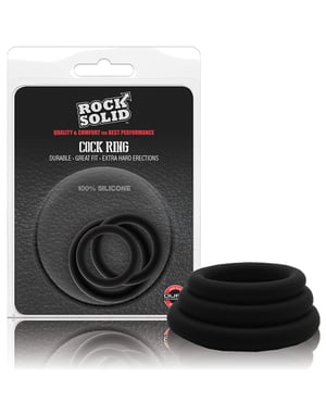 Rock Solid Tri-Pack Silicone Gasket Cockrings – Black by Rock Solid product image