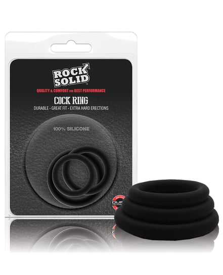 Rock Solid Tri-Pack Silicone Gasket Cockrings – Black by Rock Solid product image