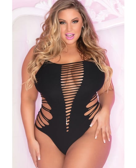 Pink Lipstick Slice & Dice Seamless Bodysuit Black Fits up to 2X by Pink Lipstick product image