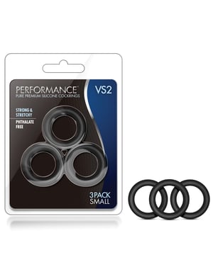 Blush Performance VS2 Pure Premium Silicone Cockrings Small – Black by Performance product image