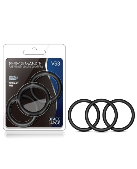 Blush Performance VS3 Pure Premium Silicone Cockrings Large – Black by Performance product image