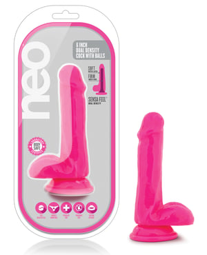Blush Neo 6″ Dual Density Cock w/Balls – Neon Pink by Neo product image