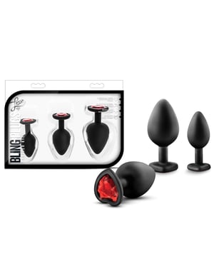 Blush Luxe Bling Plugs Training Kit – Black w/Red Gems by Luxe product image