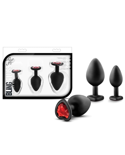 Blush Luxe Bling Plugs Training Kit – Black w/Red Gems by Luxe product image