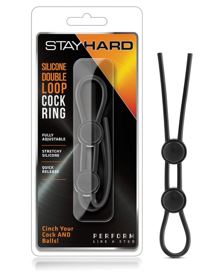 Blush Stay Hard Silicone Double Loop Cock Ring – Black by Stay Hard product image