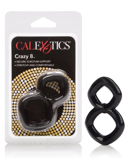 Crazy 8 Enhancer Double Cock Ring – Black by Rings! product image