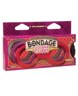 Japanese Bondage Silicone Cuffs Small – Black by Doc Johnson product image