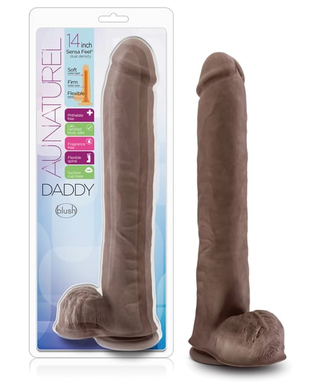 Blush Au Naturel Daddy 14″ Sensa Feel Dual Density Dong w/Suction Cup – Chocolate by Au Naturel product image