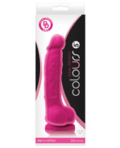 Colours Dual Density 5″ Dong w/Balls & Suction Cup – Pink by Colours product image