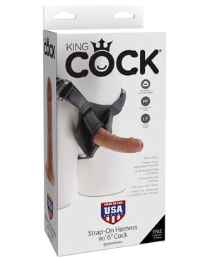 King Cock Strap-On Harness w/6″ Cock – Tan by King Cock product image