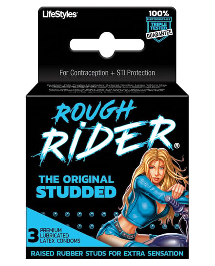 Lifestyles Rough Rider Studded Condom Pack – Pack of 3 by Rough Rider product image