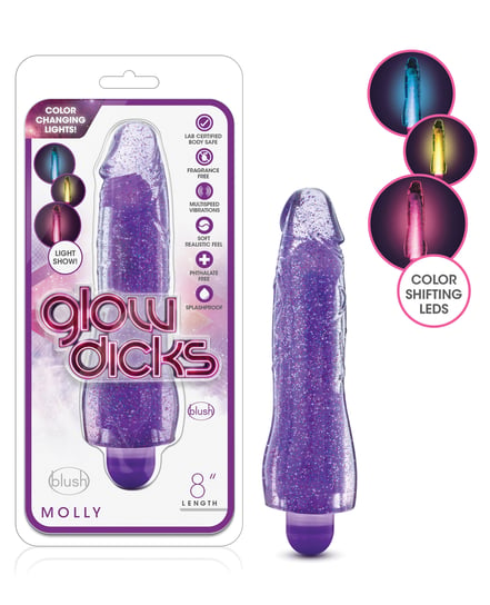 Blush Glow Dicks Glitter Vibrator Molly – Purple by Glow Dicks product image