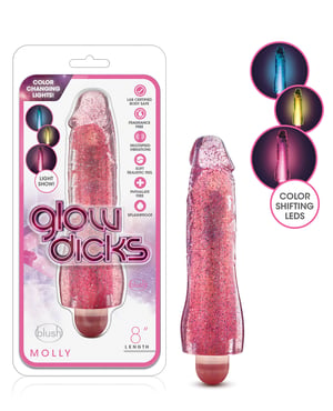 Blush Glow Dicks Glitter Vibrator Molly – Pink by Glow Dicks product image