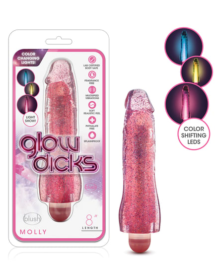 Blush Glow Dicks Glitter Vibrator Molly – Pink by Glow Dicks product image