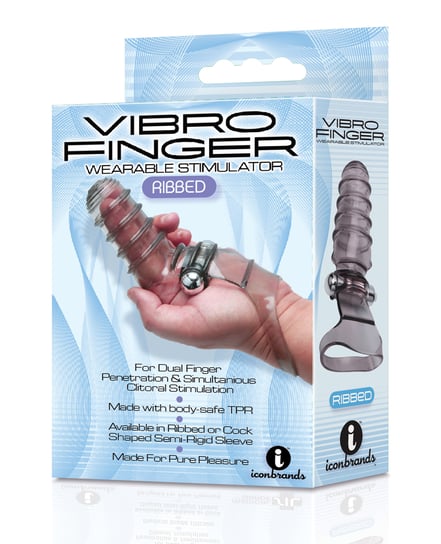 The 9’s Vibrofinger Ribbed Finger Massager – Grey by The 9s product image