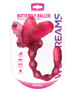 Wet Dreams Butterfly Baller Sex Harness w/Dildo – Pink by Wet Dreams product image