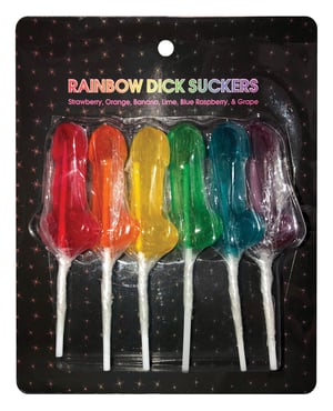 Rainbow Dick Suckers – Asst. Colors/Flavors Pack of 6 by Kheper product image