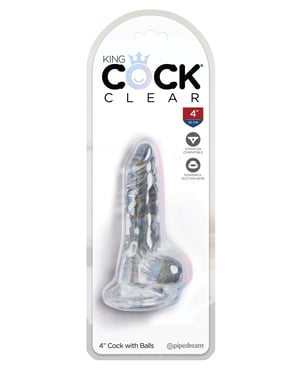 King Cock Clear 4″ Cock w/Balls by King Cock product image