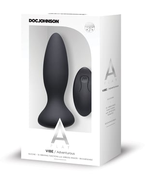 A Play Rechargeable Silicone Adventurous Anal Plug w/Remote – Black by A-Play product image