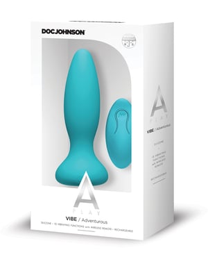 A Play Rechargeable Silicone Adventurous Anal Plug w/Remote – Teal by A-Play product image