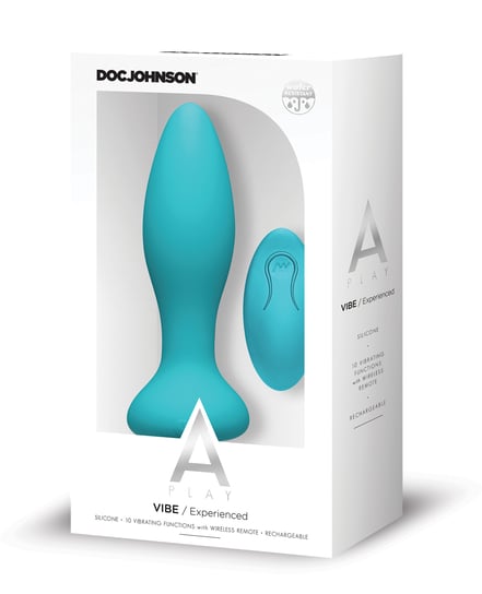 A Play Rechargeable Silicone Experienced Anal Plug w/Remote – Teal by A-Play product image
