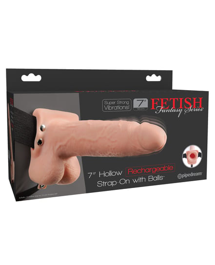 Fetish Fantasy Series 7″ Hollow Rechargeable Strap On w/Balls – Flesh by Fetish Fantasy Series product image