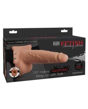 Fetish Fantasy Series 7.5″ Hollow Squirting Strap On w/Balls – Flesh by Fetish Fantasy Series product image