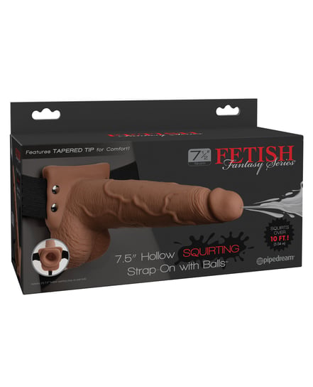 Fetish Fantasy Series 7.5″ Hollow Squirting Strap On w/Balls – Tan by Fetish Fantasy Series product image