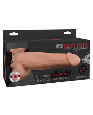 Fetish Fantasy Series 9″ Hollow Squirting Strap On w/Balls – Flesh by Fetish Fantasy Series product image