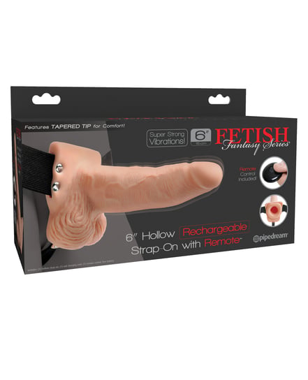 Fetish Fantasy Series 6″ Hollow Rechargeable Strap On w/Remote – Flesh by Fetish Fantasy Series product image