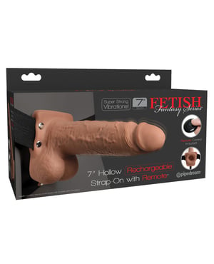 Fetish Fantasy Series 7″ Hollow Rechargeable Strap On w/Remote – Tan by Fetish Fantasy Series product image