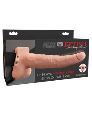 Fetish Fantasy Series 9″ Hollow Rechargeable Strap On w/Balls – Flesh by Fetish Fantasy Series product image