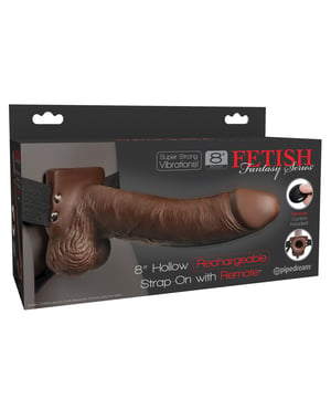 Fetish Fantasy Series 8″ Hollow Rechargeable Strap On w/Remote – Brown by Fetish Fantasy Series product image