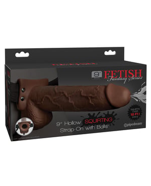 Fetish Fantasy Series 9″ Hollow Squirting Strap On w/Balls – Brown by Fetish Fantasy Series product image