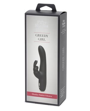 Fifty Shades of Grey Greedy Girl Rechargeable Slimline Rabbit Vibrator – Black by Fifty Shades of Grey product image