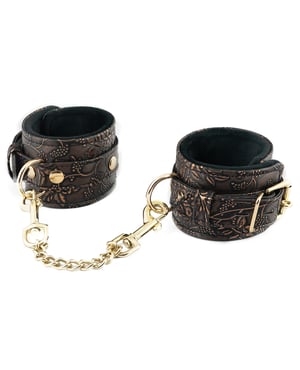 Spartacus Faux Fur Lining Wrist Restraints – Brown Floral Print by Spartacus product image