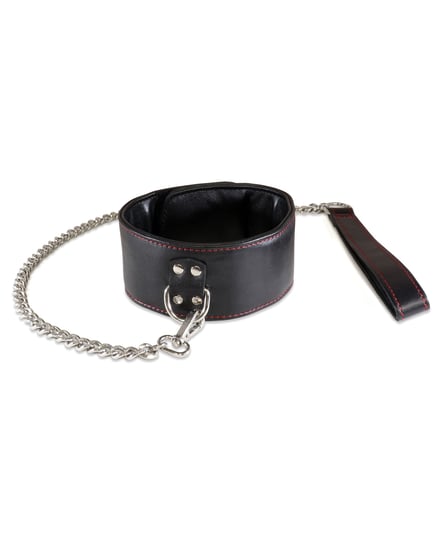 Sultra Lambskin 2 1/2″ Collar w/24″ Chain – Black by Sultra Leather product image