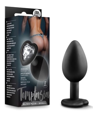 Blush Temptasia Bling Plug w/Gem Small – Black by Temptasia product image