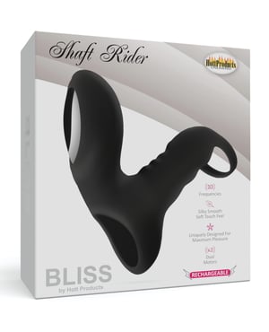 Bliss Shaft Rider Vibrating Cock Ring Sleeve – Black by Bliss product image