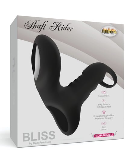 Bliss Shaft Rider Vibrating Cock Ring Sleeve – Black by Bliss product image