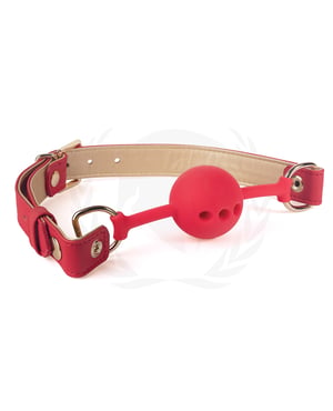 Spartacus Silicone Ball Gag w/Red Gold PU Straps – 46 mm by Spartacus product image