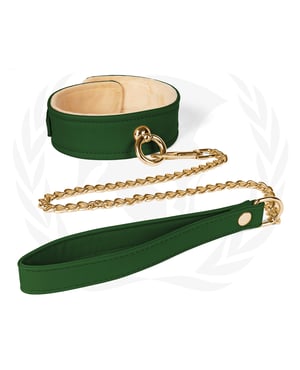 Spartacus Plush Lined PU Collar & Chained Leash – Green by Spartacus product image