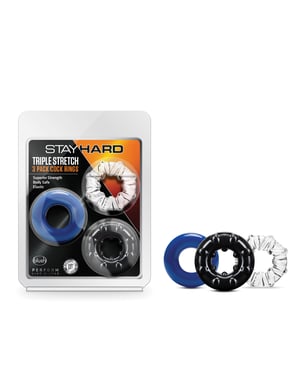 Blush Stay Hard Triple Stretch Cock Rings – Pack of 3 by Stay Hard product image