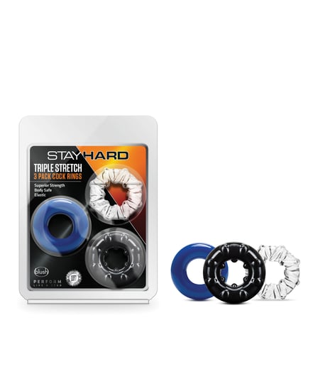 Blush Stay Hard Triple Stretch Cock Rings – Pack of 3 by Stay Hard product image