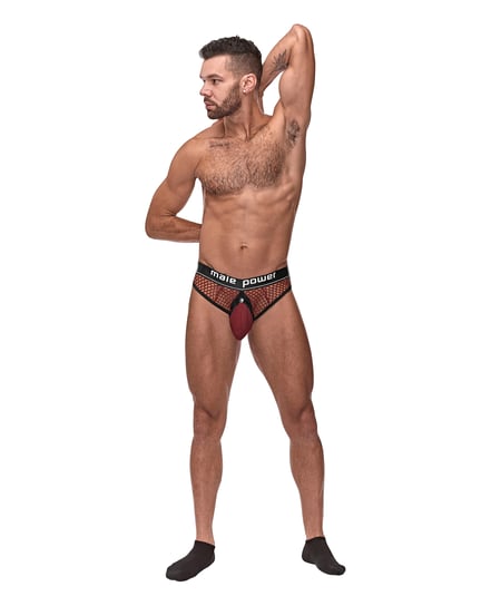 Cock Pit Fishnet Cock Ring Thong Red S/M by Male Power product image