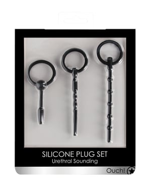 Shots Ouch Urethral Sounding Plug Set – Black by Ouch product image