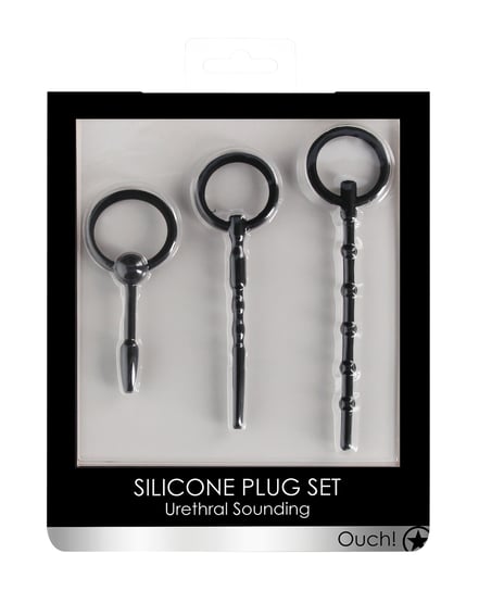 Shots Ouch Urethral Sounding Plug Set – Black by Ouch product image